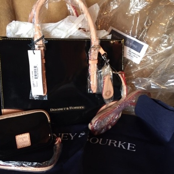 Dooney & Bourke Janine Satchel- patent onyx - Picture 1 of 6